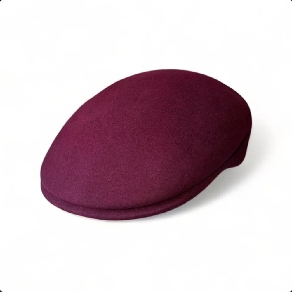 Vintage Made in Italy Wool Newsboy Cap Burgundy Red Baker Boy Cabbie Hat M/L